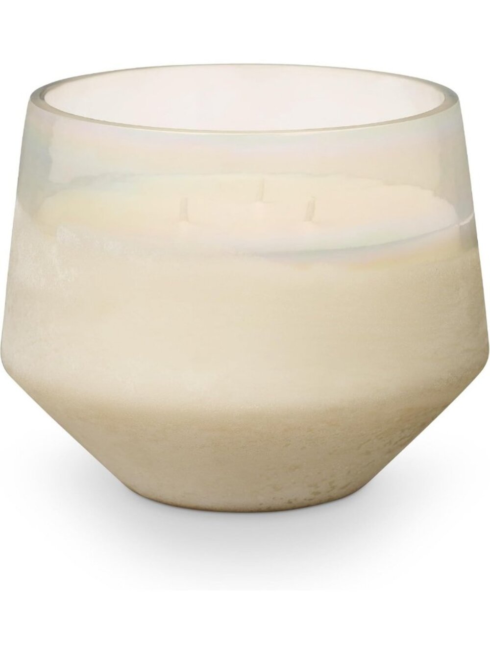 Large Baltic Glass Candle - Winter White, Elegant Home Decor, Cozy Ambiance